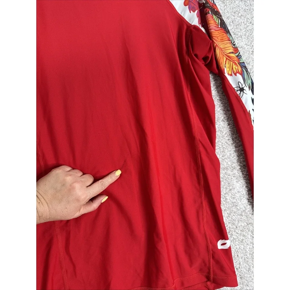 Long Sleeve UPF‎ 50+ Baselayer Skins Medium Asymmetric Red Fire